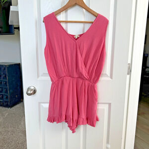 kori america plus pink romper xl women’s sleeveless ruffle hem summer outfit